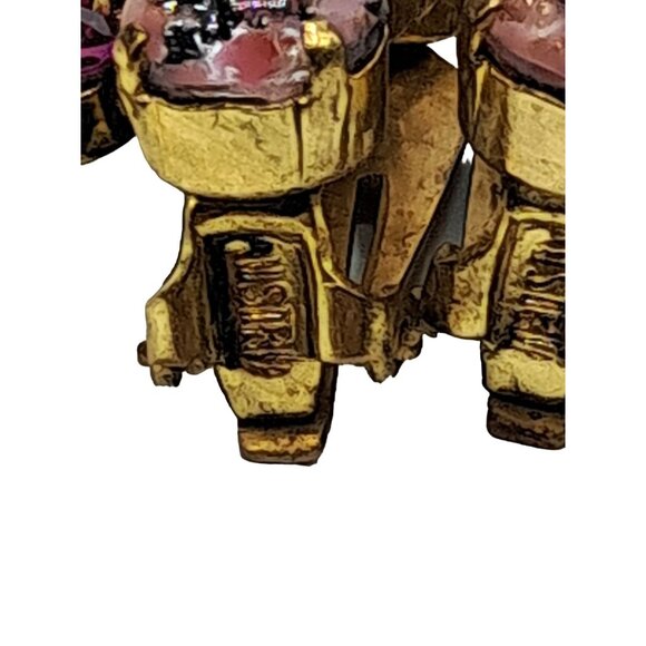 Vintage Austria Rhinestone Earrings Art Glass Dragons Breath Pink Red Clip On Si - Picture 11 of 12